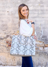 Load image into Gallery viewer, Marci Large Tote Bag Snake Gray Stone