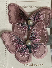 Load image into Gallery viewer, 2-pc Butterfly Theme Hair Clip Set 3.15 inches Long
