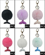 Load image into Gallery viewer, Mermaid Pompom Key chain
