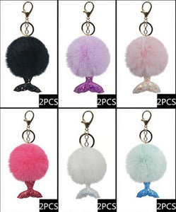 Mermaid Pompom Key chain