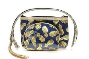 GOLD FOIL PINEAPPLE AND CLEAR 3PCS POUCHES