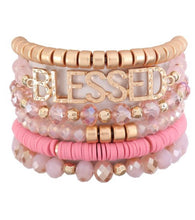 Load image into Gallery viewer, BLESSED CHARM MULTILINE BEADED BRACELET/6PCS
