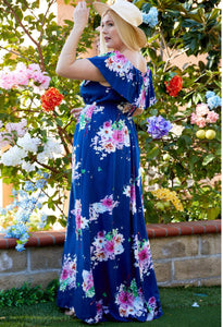 Plus Size FLORAL PRINT OFF SHOULDER MAXI DRESS