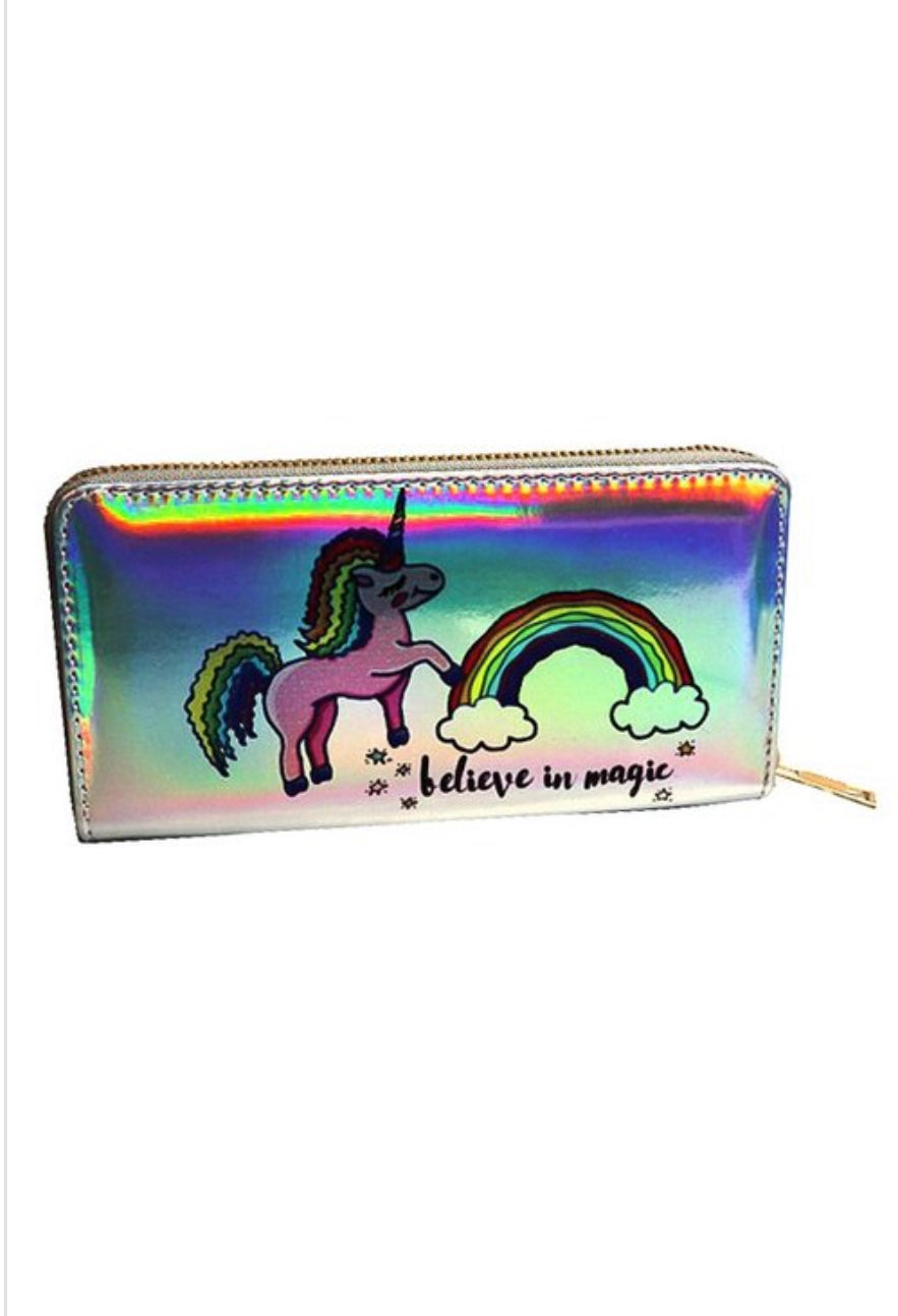 Silver Unicorn Holographic Wallets