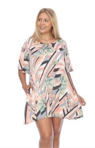 Plus Size Floral Dress with Pockets