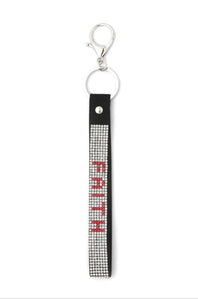 FAITH BLING SHORT LANYARD KEYCHAIN