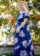 Load image into Gallery viewer, Plus Size FLORAL PRINT OFF SHOULDER MAXI DRESS
