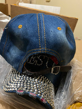 Load image into Gallery viewer, I love Jesus Jean hat with bling
