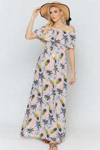 Load image into Gallery viewer, TROPICAL VACATION OFF SHOULDER MAXI DRESS
