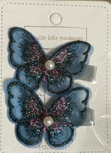 Load image into Gallery viewer, 2-pc Butterfly Theme Hair Clip Set 3.15 inches Long
