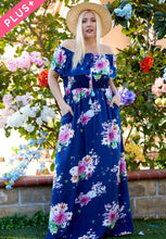 Load image into Gallery viewer, Plus Size FLORAL PRINT OFF SHOULDER MAXI DRESS
