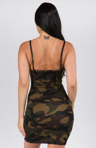 CAMOUFLAGE CAMISOLE MINI DRESS