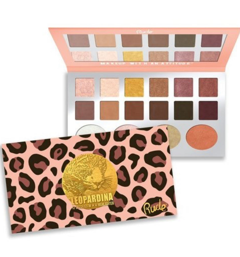 RUDE Leopardina 12 Eyeshadows + 4 Highlighters