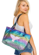 Load image into Gallery viewer, Shimmer Quilted Mermaid Tail tote Bag
