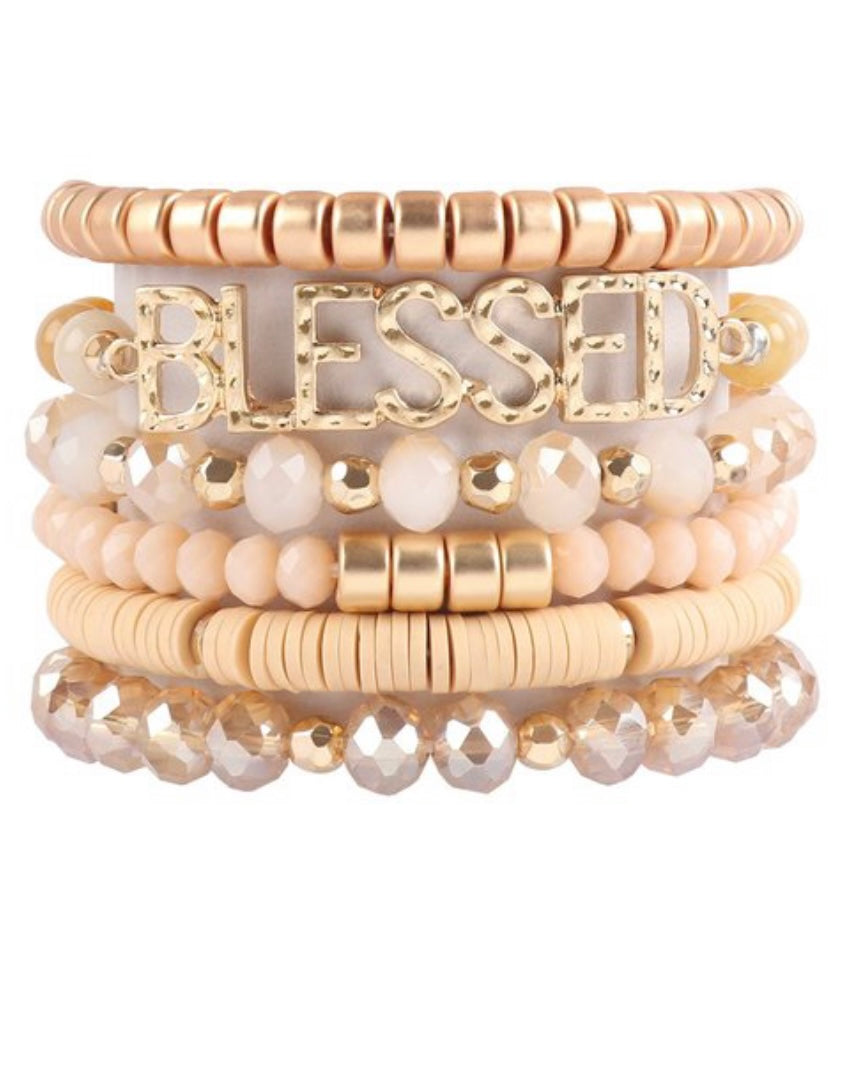 BLESSED CHARM MULTILINE BEADED BRACELET/6PCS