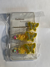 Load image into Gallery viewer, Butterfly 3 pc hair clips with confetti
