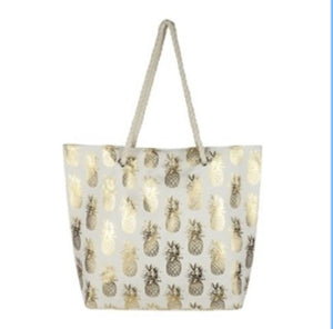 PINEAPPLE GLITTER BEACH BAG Blue/White