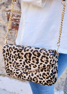 Lauren Crossbody Bag With Chain Strap Tan Leopard