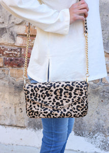 Lauren Crossbody Bag With Chain Strap Tan Leopard