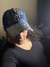 Load image into Gallery viewer, I love Jesus Jean hat with bling
