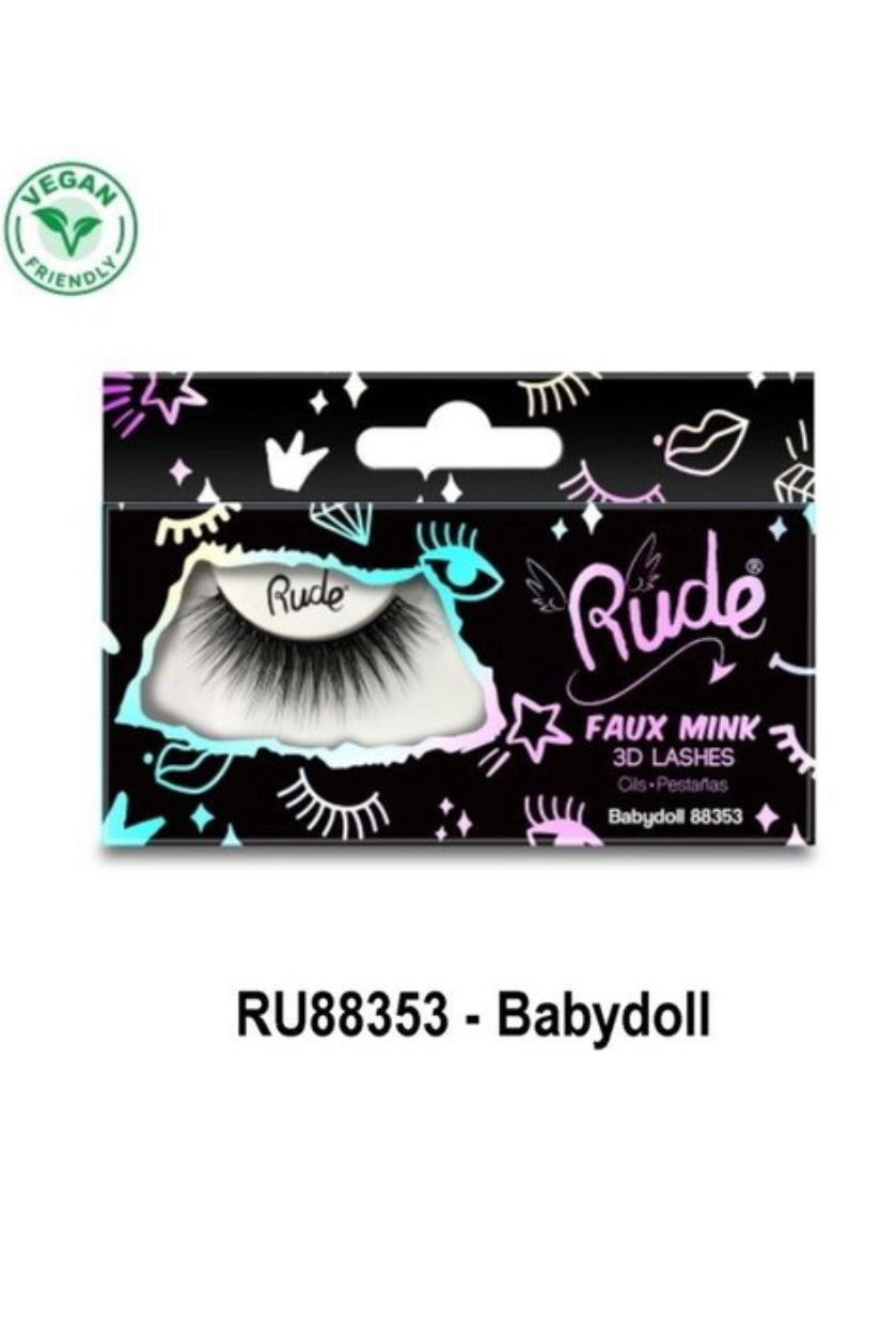 - RUDE Faux Mink 3D Lashes Babydoll