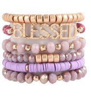 Load image into Gallery viewer, BLESSED CHARM MULTILINE BEADED BRACELET/6PCS
