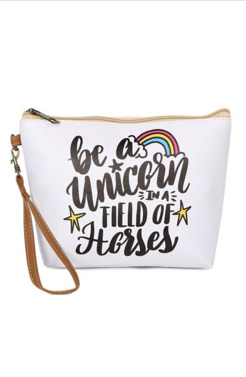 BE A UNICORN COSMETIC BAG. Fabric Content: Faux Leather