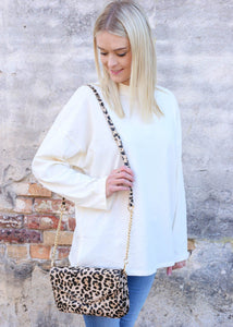 Lauren Crossbody Bag With Chain Strap Tan Leopard