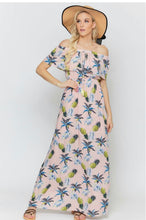 Load image into Gallery viewer, TROPICAL VACATION OFF SHOULDER MAXI DRESS
