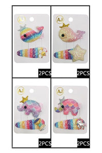 Whale/Elephant  2-pc Hair Clip Set 2.96 in Long