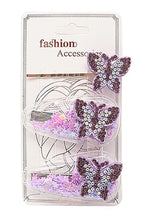 Load image into Gallery viewer, Butterfly 3 pc hair clips with confetti
