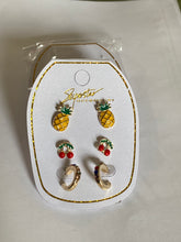 Load image into Gallery viewer, Pineapple Stud Earring set  Multi Earring Set 14 mm 15 mm 12 mm Long
