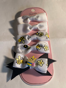 Bee Bow 5-pc Alligator Clip Bow Set 2.37 in 3.55 in Long